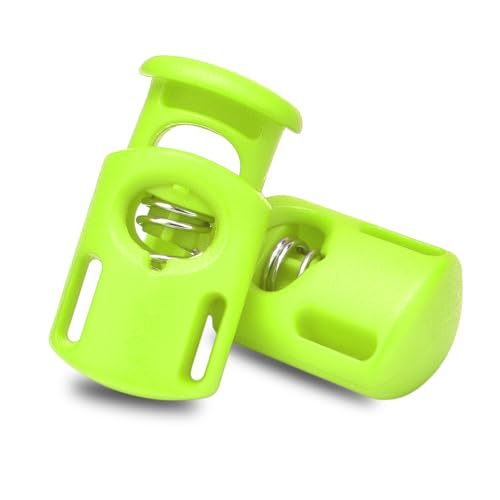 CooBigo 10 Pack Plastic Spring Cord Locks for Drawstring Paracord, Cord Stopper Toggle Clasps for Sweatpants Hoodie Gloves Hats String Clip Elastic Shoeslace String Lock NeonGreen - color: 08-NeonGreen 10pcs