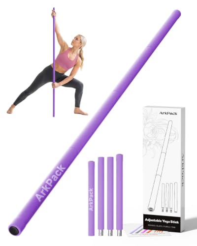 Yoga Stick,5FT Detachable Stretching Stick Stainless Steel Mobility Stick Exercise Pilates for Stretching,Posture Correction,Flexibility,Balance,Fitness,Physical Shoulder & Back Relaxation - color: Purple