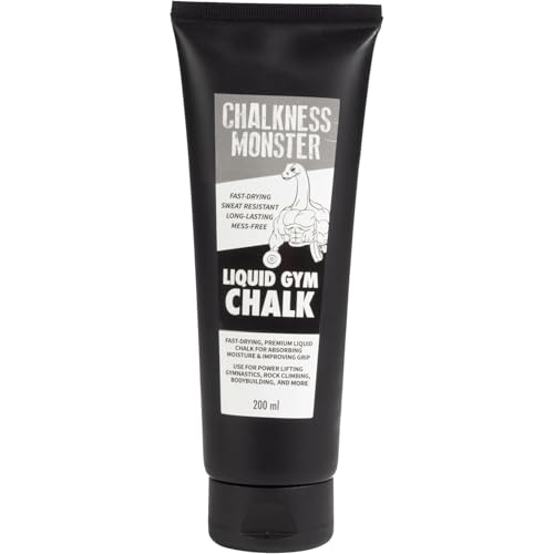 Liquid Gym Chalk - Mess-Free - Combo 2 Pack Premium Sweat Resistant Long Lasting Grip - Quick Dry Hand Grip for Gymnastics, Rock Climbing, Power Lifting and More - Chalkness Monster 200 & 50 mL Bottle