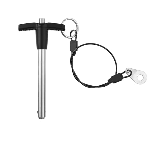 T Handle Quick Release Pin 5/16 Inch Diameter ,Stainless Steel Ball Locking Pin with Push Button Lanyard Cable Usable Length 2.36"(8*60mm) - size: 8mm-60mm