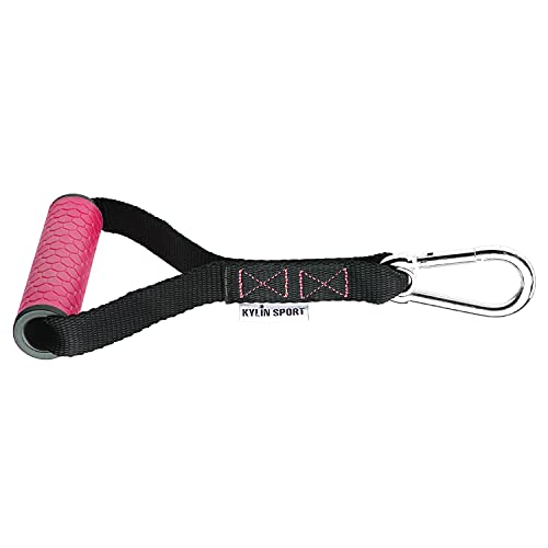 Upgraded Cable Machine Attachments Resistance Bands Handles Grips Fitness Strap Stirrup Handle Cable Attachment Silicon Grip with Metal Carabiner Colorful Version - color: Rose