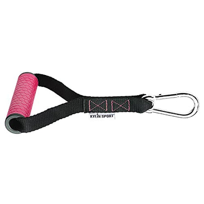 Upgraded Cable Machine Attachments Resistance Bands Handles Grips Fitness Strap Stirrup Handle Cable Attachment Silicon Grip with Metal Carabiner Colorful Version - color: Rose