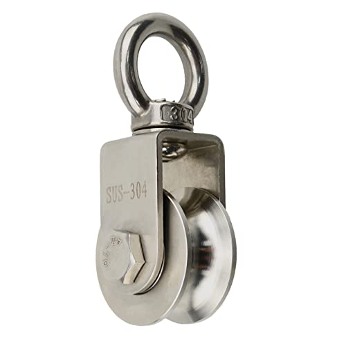 Heyous 1-Pack U Type Swivel Pulley 304 Stainless Steel Duplex Bearing Super-Silent Detachable 360 Degree Rotation Heavy Duty Traction Wheel - style: U Type Slot