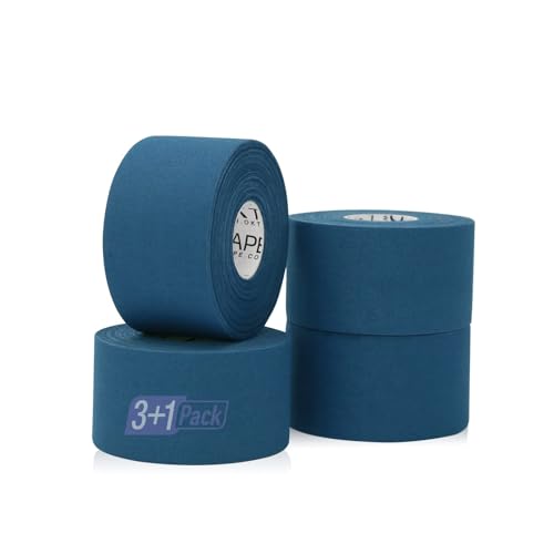 OK TAPE Athletic Sports Tape 4 Packs 45ft Per Roll Strong Adhesion | for Athlete & Sport Trainers & First Aid Injury Wrap, Perfect for Fingers Ankles Wrist on Bat, Hockey Stick - Dark Blue - color: Blue, size: 1.5" x 15yards - 4 Rolls