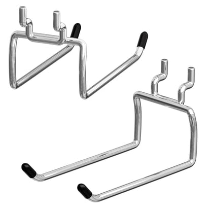 FRIMOONY Heavy Duty Pegboard Hooks 12 Pack, 4 Inch Long, Fitting 1/4 Inch Pegboard Holes, Silver Metal Garage Workshop Shed Organizer - style: 12Pack