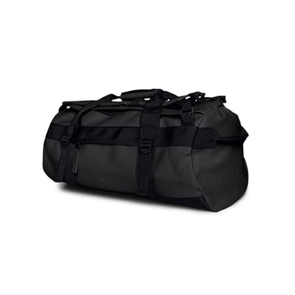RAINS Texel Duffel Small – Waterproof Convertible Backpack, 11.4 gal | Waterproof PU duffel for women and men; 43 L convertible backpack, U-shaped zip, internal mesh pockets, padded straps - color: Black, size: Small