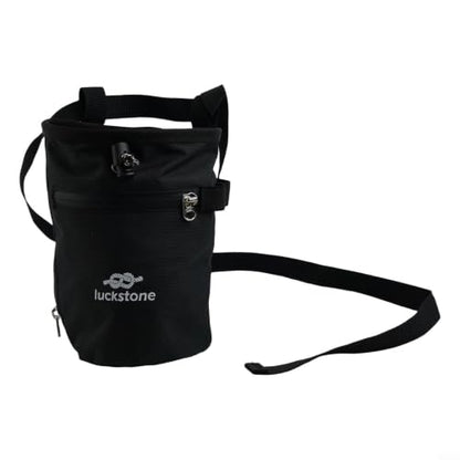 Rock Climbing Chalk Bag Featuring Stiffened Rim and Fleece Lining, No-Spill Magnesium Bag for Weightlifting Gymnastics Bouldering, 420D Fabric with Quick Clip Belt and Phone Pocket(Black) - size: Black