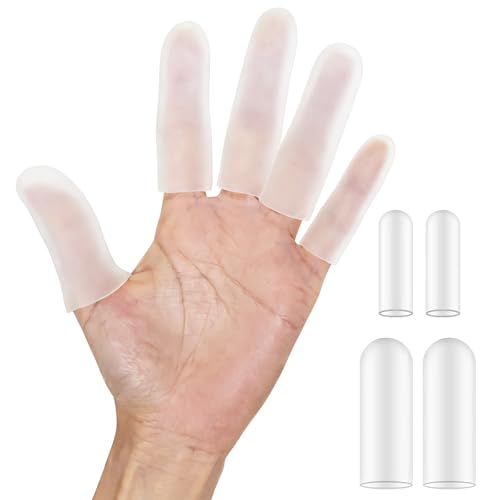 Extra-Large Thickened Gel Compression Finger Sleeves, Silicone Finger Protectors Cots, Support for Trigger Finger & Arthritis - Covers Protector for Cracked, Corn & Callus Pain Relief - color: Clear
