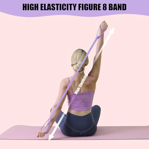 Figure 8 Resistance Bands with Handles,Silicone Exercise Band Set | Upgraded 8-Shaped Stretch Bands for Women Home Working Out Arms Back Legs Pilates Yoga Physical Therapy Multi Packs - color: 2Pcs Pink 15Lb & Purple 25Lb
