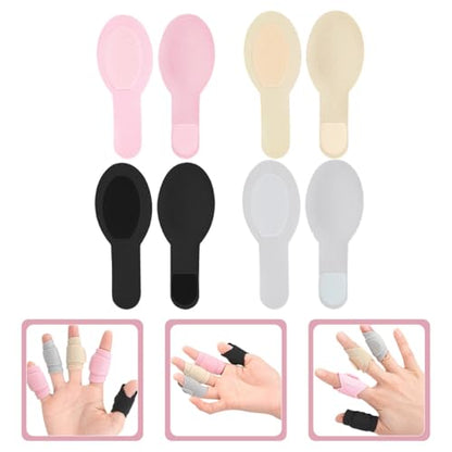 TEHAUX Reusable Finger Protector Sleeves 4 Pairs Adjustable Hook and Loop Finger Support Bands for Sports Compression Splints Universal Fit