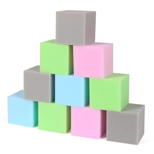 TRENDBOX Foam Cube, 48 PCS of 3.15 x 3.15 x 3.15 Inch Soft Blocks, Gymnastics, Rock Climbing, Trampoline and Other Sports Cushion Pads, Indoor Park Foam Pit Filler - Four Colors（Blue/Green/Grey/Pink） - color: Four-color, size: 48 Pack