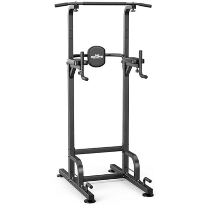 RELIFE REBUILD YOUR LIFE Power Tower Pull Up Bar Station Workout Dip Station for Home Gym Strength Training Fitness Equipment - color: Black