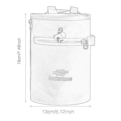Chalk Bag for Rock Climbing with Storage Compartment and Adjustable Waist Strap for Fitness, Black
