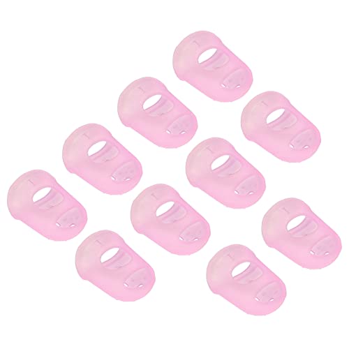 PATIKIL Finger Tips Anti Slip Fingertip Protector, 20 Pack 25mm Silicone Finger Guard for Paper Sorting Sewing Guitar Playing, Pink S Size - color: Pink