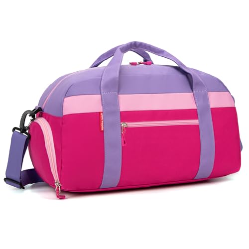 Small Kids Duffle Bag for Boys or Girls, 18" Length,Rose Purple | Fit Weekender, Sports Practice, or Overnight Travel - color: Rose Purple
