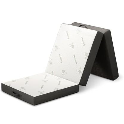 Cozzzi Trifold Foldable Mattress for Floor and Traveling with Removable Cover - Lightweight and Portable Foldable Mattress for Adults & Kids - Compact and Easy to Storage (75in x 25in x 4in) - size: Single (75in x 25in x 4in), style: Gray