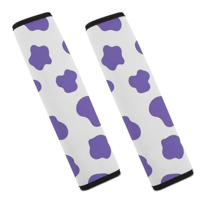 2 Pack Purple Cow Print Lavender Car Seat Straps Shoulder Pads Soft Padded Shoulder Harness Cover for Adult Use, Stroller Pushchair High Chair, Pressure Relief - color: Pattern 973