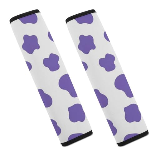 2 Pack Purple Cow Print Lavender Car Seat Straps Shoulder Pads Soft Padded Shoulder Harness Cover for Adult Use, Stroller Pushchair High Chair, Pressure Relief - color: Pattern 973