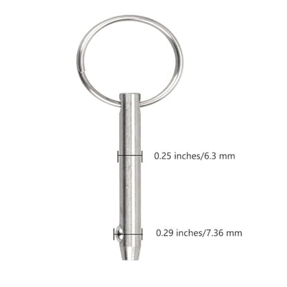 2 PCS Marine 316 Stainless Steel Quick Release Pin Bimini Top Pin, Diameter 1/4"(6.3 mm), Overall Length 3"(76 mm), Usable Length 2.4"（61 mm - size: 2 Pieces