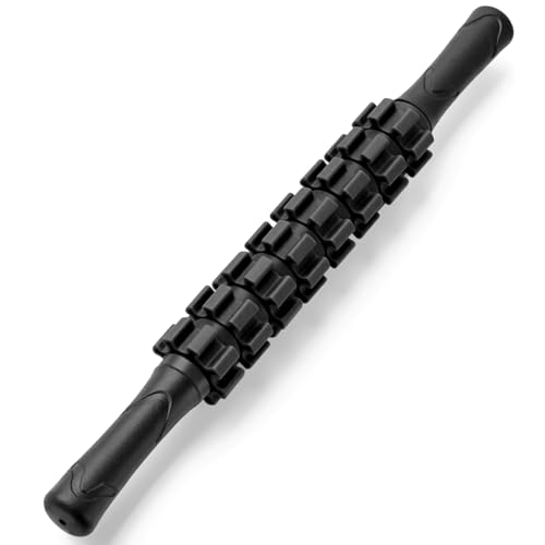 Muscle Roller Stick, Muscle Roller, Liposuction Massage Roller for Lymphatic Drainage, Massager Stick for Relief Muscle Soreness, Trigger Points, Help Exercise Runner Legs, Back Recovery - color: Black