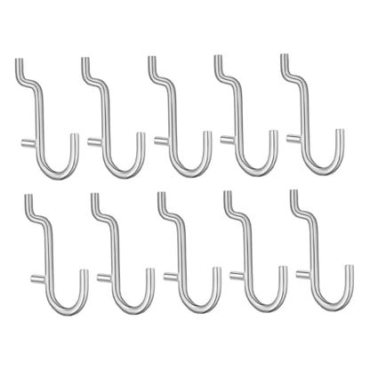 10pcs Heavy-Duty Stainless Steel Pegboard Hooks Hanging Board Rack Organizers for Garage Kitchen Workshop Storage Sleek Modern Design for Versatile Tool Display and Space Saving