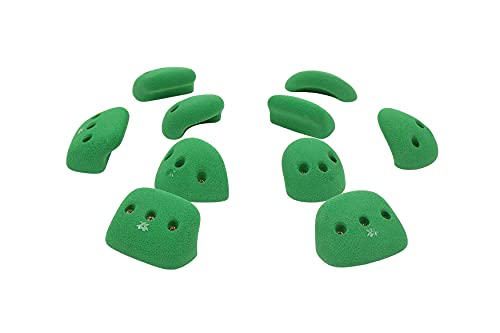 Atomik Rock Climbing Holds Set of 10 Medium Screw-On Basic Jugs in Green