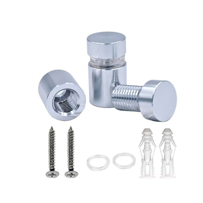 Aluminum Standoff Wall Mounts Screws,12pcs, Silver, 1/2" x 1/2" | aluminum Sign Standoff screws, Standoff Mounting Hardware, Wall Spacers, For Acrylic frames Signs, silver - color: Silver