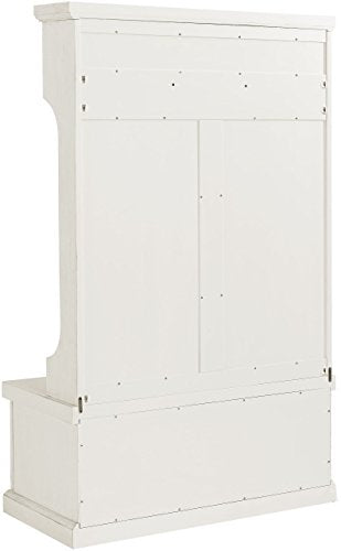 Crosley Furniture Seaside Hall Tree with Shoe Rack Bench and Coat Hooks for Hanging Storage, Distressed White - color: Distressed White, style: Hall Tree