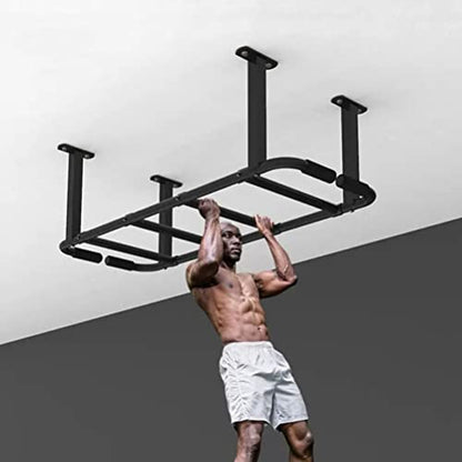 Heavy Wall Mounted Pull-up bar Climbing Frame, Home Gym Ceiling Exercise Training, Horizontal Parallel Bars, Safe and Stable (Color : Black) - color: Black