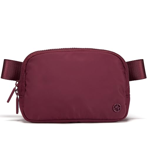 Pander Nylon Fanny Pack for Women, Two-Way Zipper Crossbody Bag | 1L nylon belt bag with a two-way zipper, three interior mesh pockets, and an adjustable strap for waist or crossbody wear - color: Red Merlot