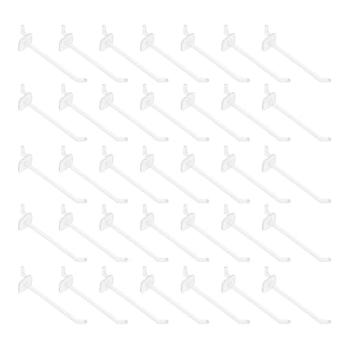 NUOBESTY 50pcs Small Plastic Pegboard Hooks 15cm for Tool Hanging Board Organizer and Workbench Storage in Showrooms and Garages