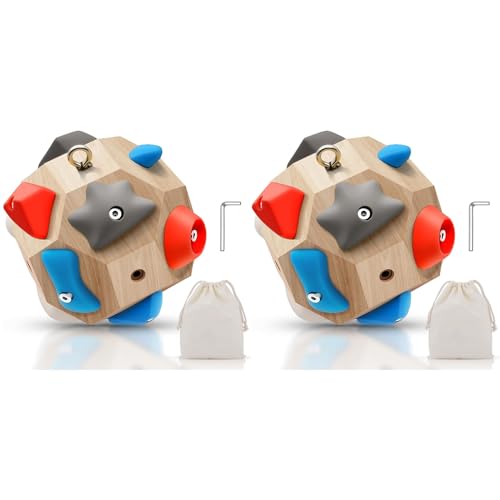 Handcrafted Boulder Block for Climbers, Rock Climbing Ball for Build Strength and Precision, Finger Strength Training Climbing Ball Gifts for Rock Climbers Enthusiasts - color: 2 pack