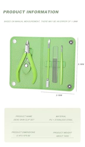 Nail Clippers Professional Nail Kit or Manicure Kit for Women and Men,4Pcs Pedicure Set for Fingernail, Toenail Clippers with Leather case,Green ﻿ - color: Green