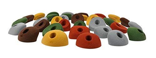 Atomik Rock Climbing Holds Set of 34 Bolt-On Hand and Footholds in Assorted Earth Tones for Little Hands