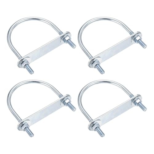 DTGN M6x60x81mm U Bolts Round Kit - 4Set - Carbon Steel U-Bolt Kit with Nuts, Washers, Frame Plate - Good for Pipe, Trailer, Automotive, Leaf Spring Fastener - size: M6x60x81mm