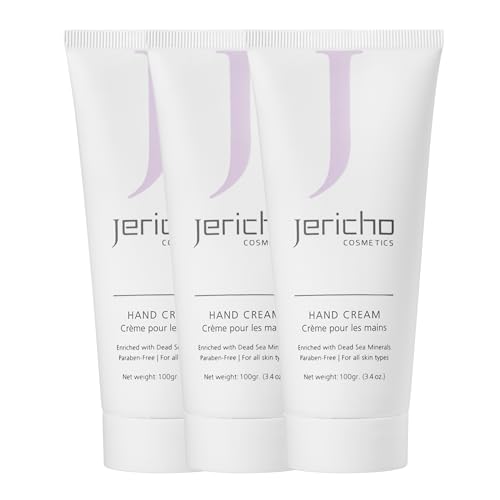 Jericho Cosmetics Hand Cream – Moisturizing & Nourishing with Aloe, Olive Oil & Dead Sea Salts – Hydrating Formula with Witch Hazel & Vitamin E – Non-Greasy, 3.4 oz - 3 Pack - style: 3 Pack