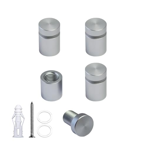Pack of 4, Aluminum Standoff Screws, Wall Sign Standoff Mounting Hardware Advertising Glass Standoff Nail for Hanging Acrylic Picture Frame (Satin Chrome, 1/2" x 1/2") - color: Satin Chrome, size: 1/2" x 1/2"