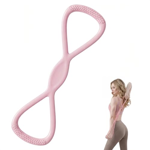 Figure 8 Resistance Band for Women, 8 Shaped Resistance Bands with Handles, Shoulder Back Arm Bands for Workout - color: pink