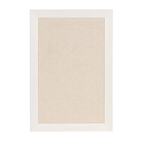 DesignOvation Beatrice Framed Linen Fabric Pinboard, 18x27, White - color: White, size: 18" x 1"