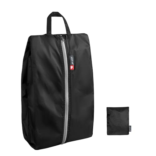 pack all Foldable Shoe Bag for Travel, Dual Pocket Shoe Pouch for Sports | Ultralight, Water-Resistant, Odor-Resistant, Dustproof, Portable, Soccer Cleats & Gym Storage, Fits Up to Size 16, Black - color: Black, size: Foldable-Regular