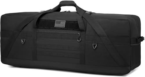 45" Extra Large Duffle Bag, Heavy Duty Duffle Bag with Multiple Pockets | Perfect as Camping Bag Travel Storage Tent Storage Sports Equipment Bag For Coaches & More - color: Black