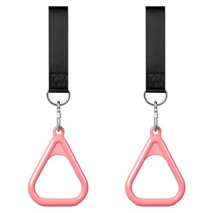 LadyRosian Trapeze Bar Swing Monkey Bars Hanging Ninja Rings Warrior Slackline Obstacle Course Kits for Kid Playground Equipment Accessories (Pink) - color: Pink