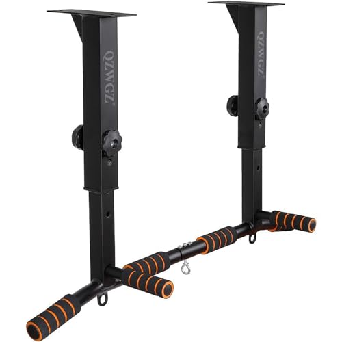 Ceiling Mounted Pull Up Bar, 4-Height Adjustable, 350 lb Capacity, with Wide and Narrow Grip, Non-Slip Foam Handles