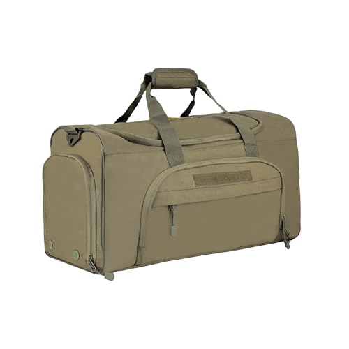 Tactical Gym Duffel Bag for Men Women with Separate Shoe Compartment | Built for sports, travel, camping, and hunting, with easy carry and organized space for clothes and daily gear - color: B-Green