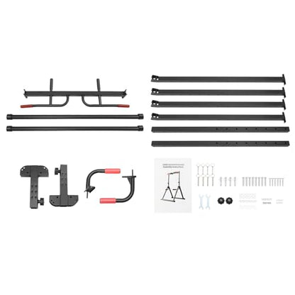 Foldable Pull Up Bar 5.74-7.55ft Height Adjustable Pull Up Dip Station Freestanding Tower Station Gym Training Equipment, Up to 440lbs