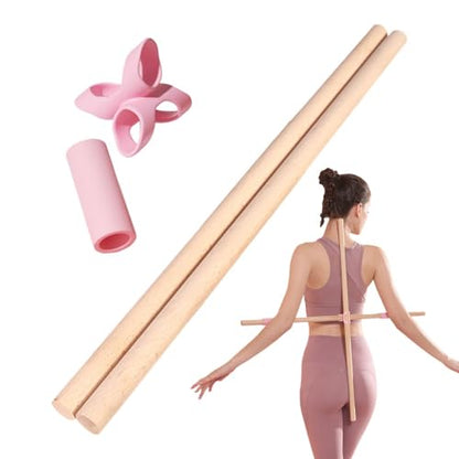 Exercise Stick 2 Pieces Pilates Stretching Pole | Back Crack Corrector Pole for Beginners Professionals Home Office Gym Studio Living Room Bedroom - size: 60cm