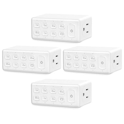 Countdown Digital Timer Outlet, Plug-in Timer for Electrical Outlets with Repeat Function, Manual Override, Up to 4H Auto Shut Off Switch for Indoor Lamp, Fan, Aquarium, 1875W, ½ HP, 4 Pack - size: 4 - Pack
