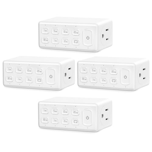 Countdown Digital Timer Outlet, Plug-in Timer for Electrical Outlets with Repeat Function, Manual Override, Up to 4H Auto Shut Off Switch for Indoor Lamp, Fan, Aquarium, 1875W, ½ HP, 4 Pack - size: 4 - Pack