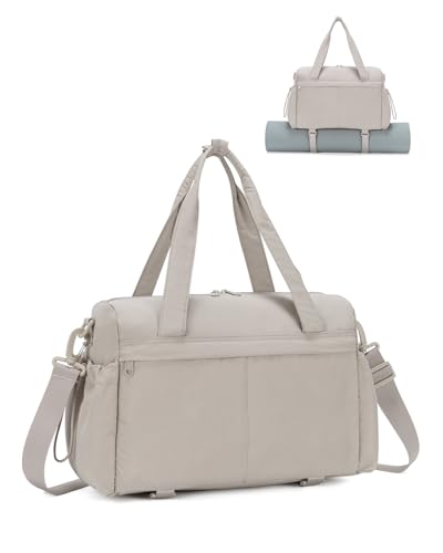 Small Gym Bag, Mini Gym Bag with Yoga Mat Holder & Wet Compartment, Camel | Yoga Mat Bag, Water Bottle Pocket, Detachable and Adjustable Shoulder Strap, Mini Duffle Bag for Workout Travel Dance - color: Puffer Camel