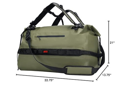 MIER Large Waterproof Duffel Bag - 60L/80L Dry Bag Backpack | Detachable Backpack Straps; Multi-Pockets; Roll-Top with Hook-and-Loop Closure; Motorcycle, Kayaking, Gym, Beach, Boating - color: Army Green, size: 60L
